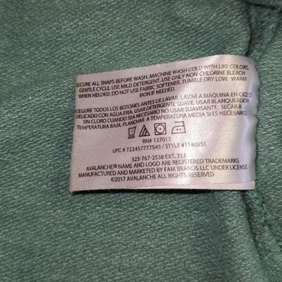 Avalanche 1/4 Snap Closure Embroudered Sz S. LS Green Pullover Shirt w/ Pockets - Picture 8 of 12
